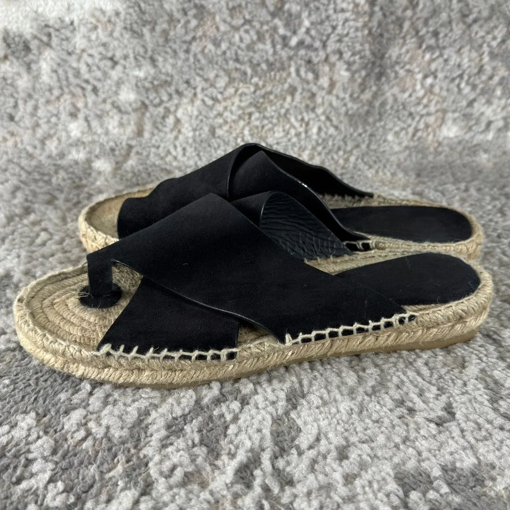 Vince Size 8‎ Suede Crisscross Espadrille Slide Sandal Black Womens